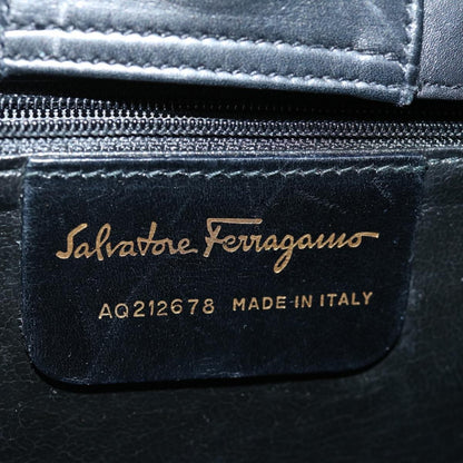 Salvatore Ferragamo Gancini handbag Leather, BLACK, LEATHER, Handbag