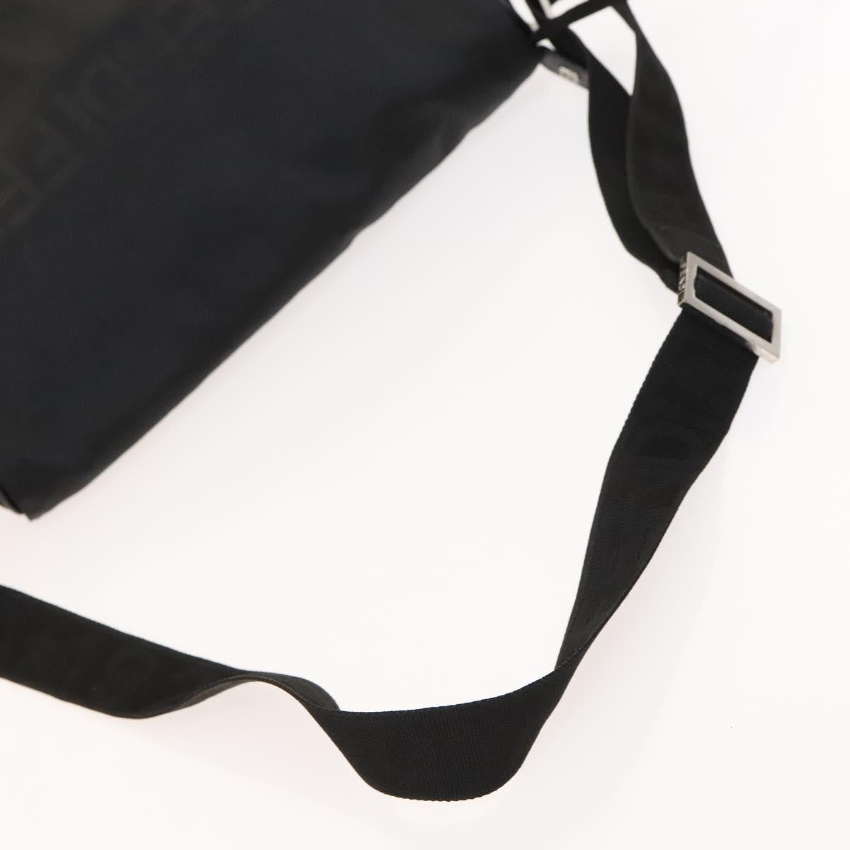 Fendi Vintage Double Buckle Flap Shoulder Bag Nylon, BLACK, NYLON, Shoulder bag