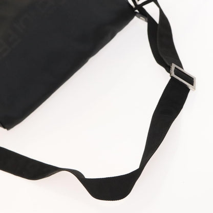 Fendi Vintage Double Buckle Flap Shoulder Bag Nylon, BLACK, NYLON, Shoulder bag