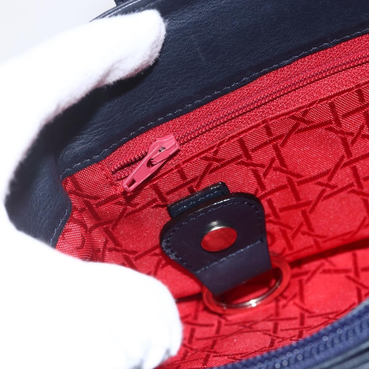 Christian Dior Vintage CD Handbag Leather, NAVY, LEATHER, Handbag