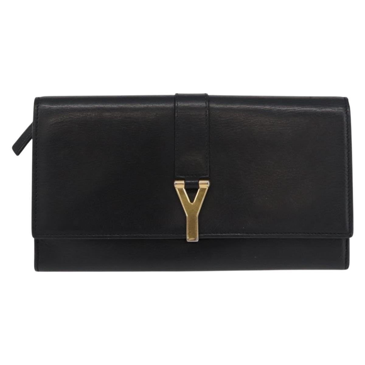 Saint Laurent Classic Y Flap Wallet Leather, BLACK, LEATHER, Wallets