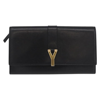Saint Laurent Classic Y Flap Wallet Leather, BLACK, LEATHER, Wallets