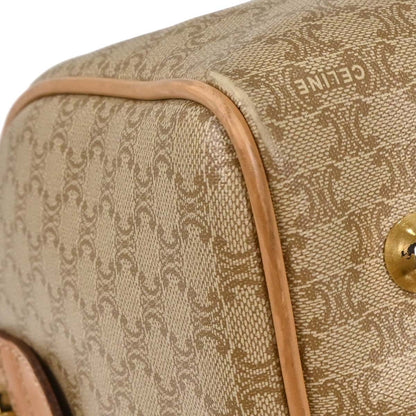 Celine Vintage Duffle Bag Canvas and Leather, BEIGE, PVC, Travel bag