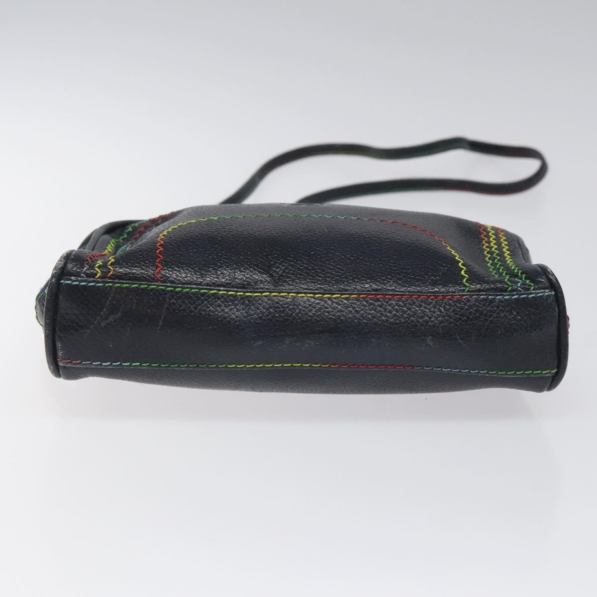 Fendi Vintage Zip Crossbody Bag Leather, NAVY, LEATHER, Shoulder bag