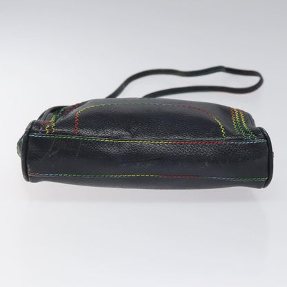 Fendi Vintage Zip Crossbody Bag Leather, NAVY, LEATHER, Shoulder bag