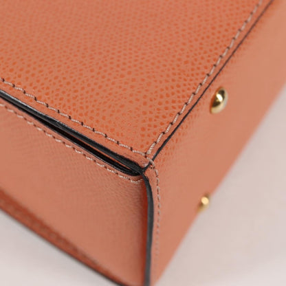 Celine Vintage Convertible Turnlock Top Handle Bag Leather, ORANGE, LEATHER, Handbag