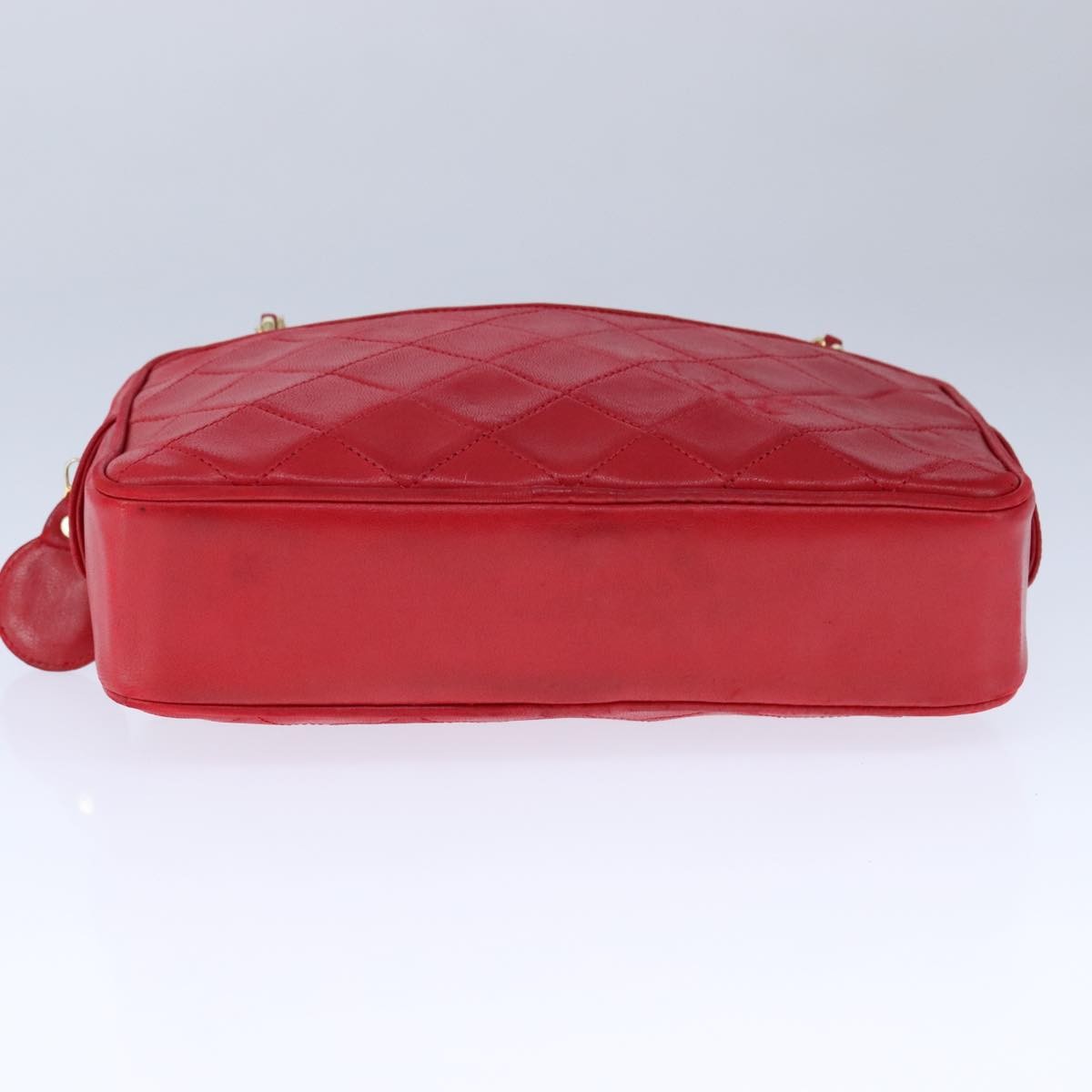 Chanel Vintage Front Pocket Camera Bag Quilted Lambskin, RED, LEATHER, Shoulder bag