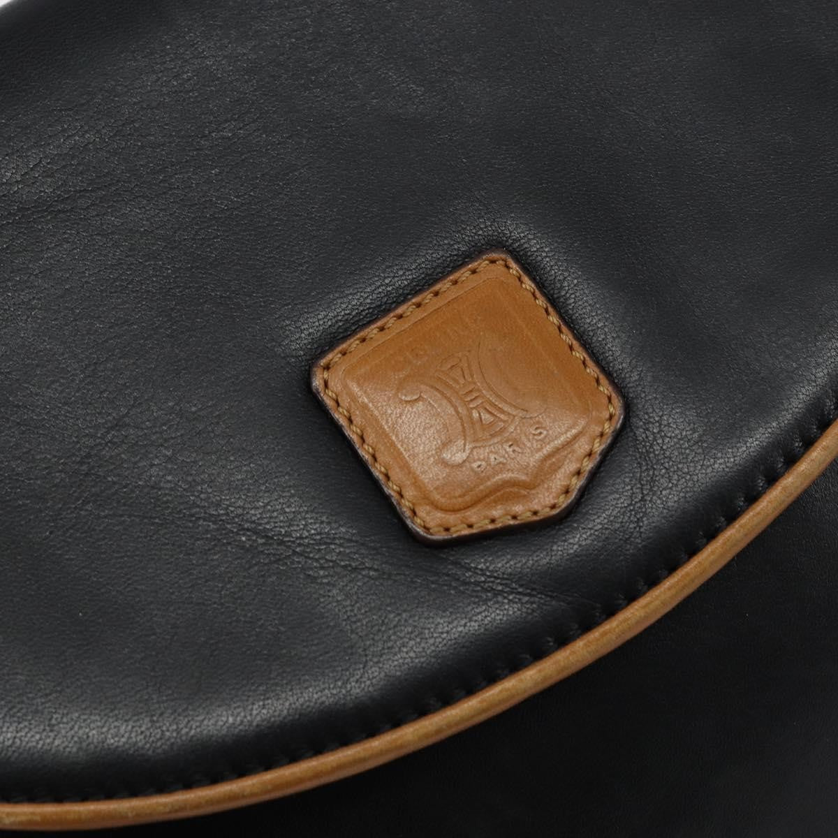 Celine Vintage Flap Shoulder Bag Leather, NAVY, LEATHER, Shoulder bag