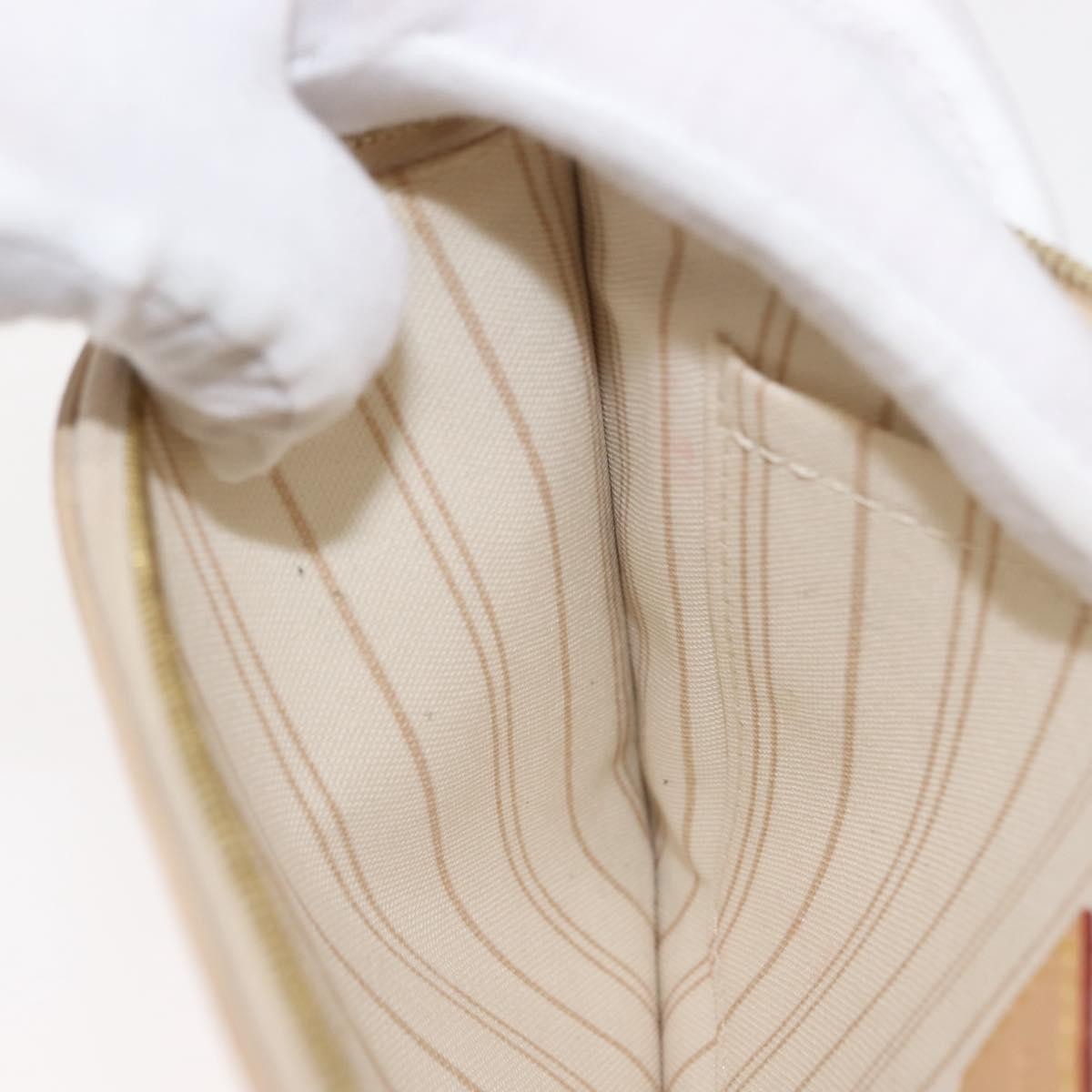 Louis Vuitton Neverfull Pochette Damier, WHITE, CANVAS, Clutche & pouche