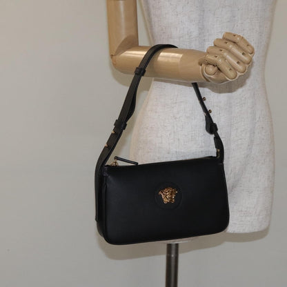 Versace Medusa Shoulder Bag Leather, BLACK, LEATHER, Shoulder bag