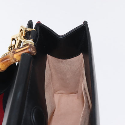 Gucci Nymphaea Top Handle Bag Leather, BLACK, LEATHER, Handbag