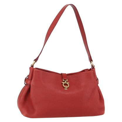 Salvatore Ferragamo Gancini Shoulder Bag Leather, RED, LEATHER, Shoulder bag