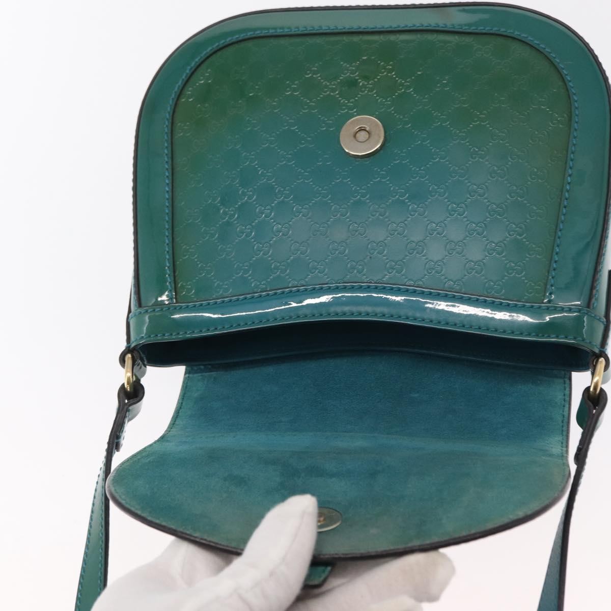 Gucci Vintage Flap Shoulder Bag Patent Leather, TURQUOISE, PATENT_LEATHER, Shoulder bag