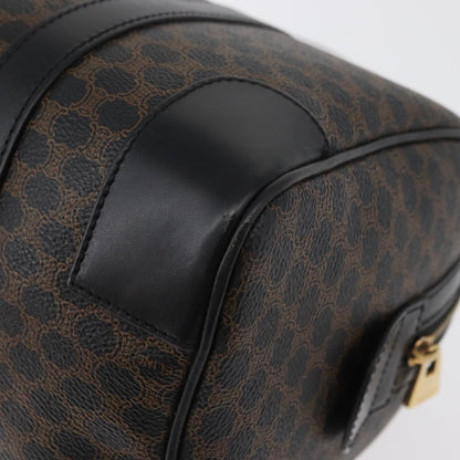 Celine Vintage Duffle Bag Macadam Coated Canvas, Black, Canvas, Handbag