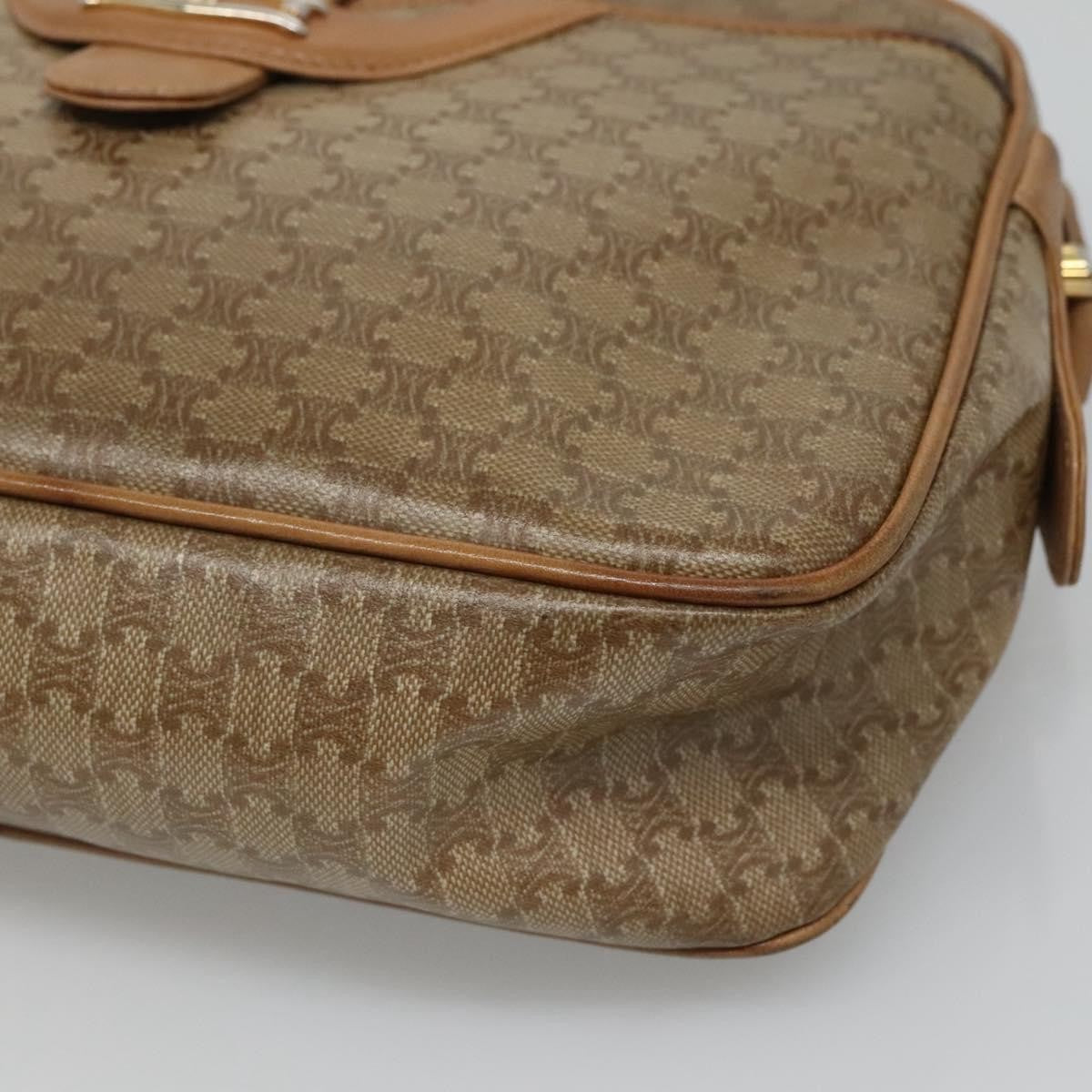 Celine Vintage Macadam Shoulder Bag Canvas and Leather, Beige, Canvas, Shoulder Bag