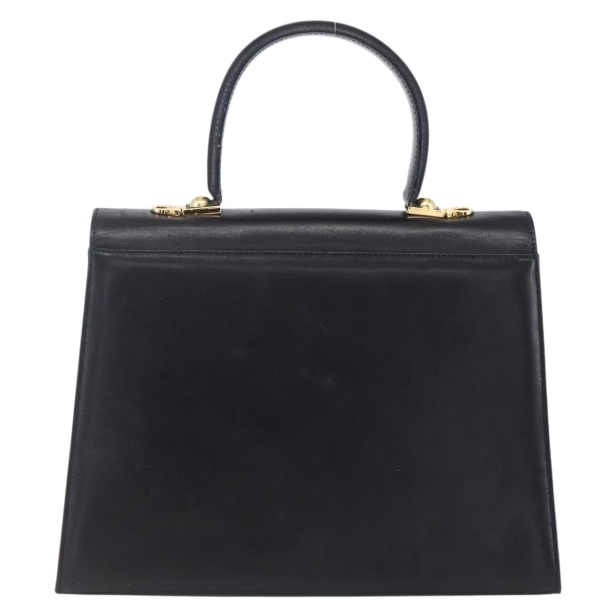 Salvatore Ferragamo Gancini handbag Leather, BLACK, LEATHER, Handbag
