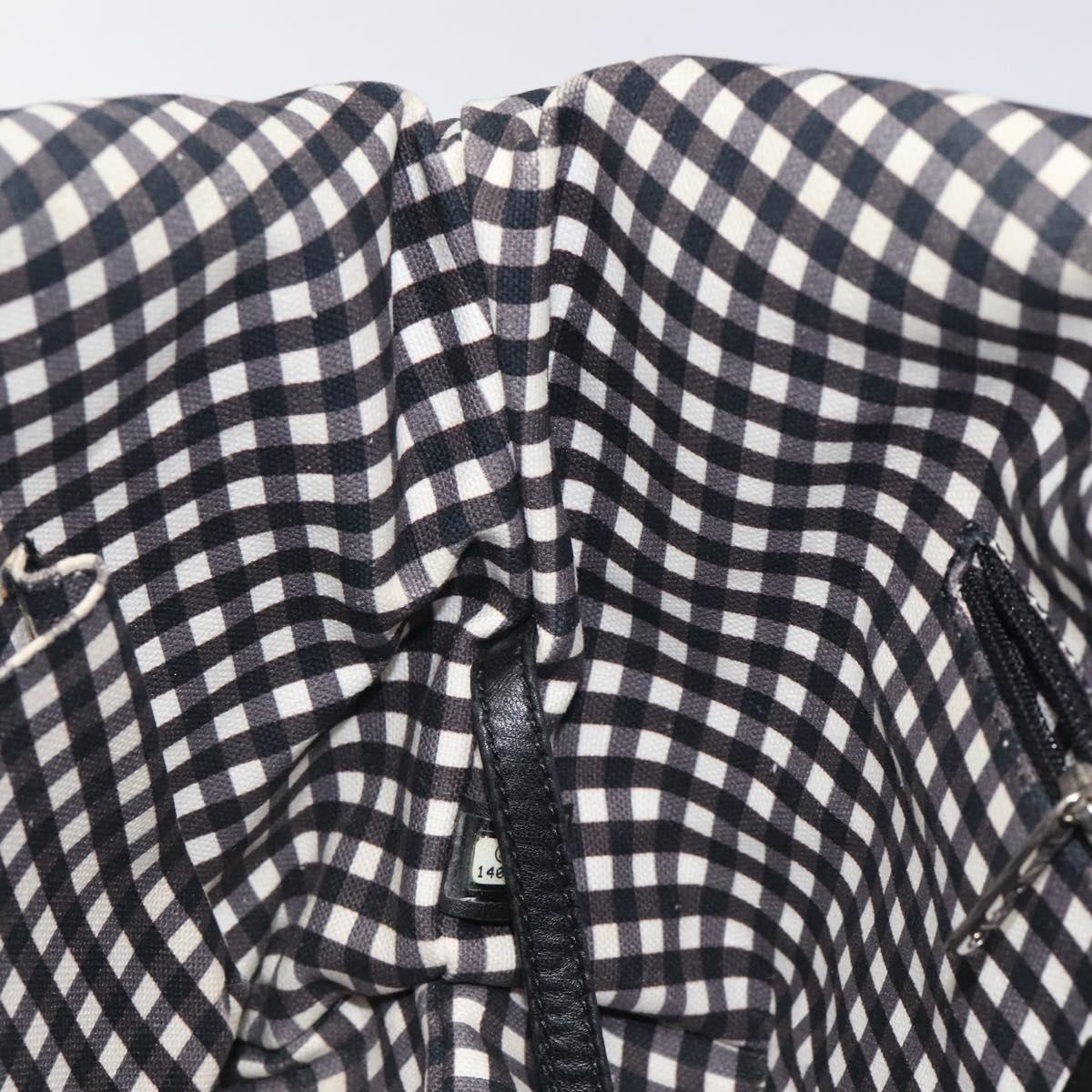 Chanel Top Handle Satchel Gingham Print Canvas, BLACK, CANVAS, Handbag