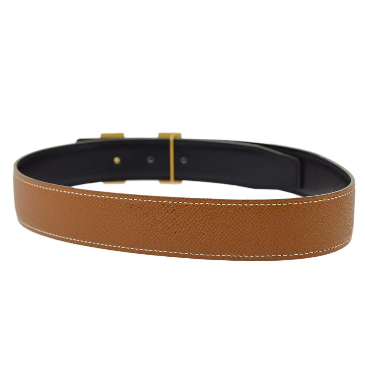 Hermes Constance Reversible Belt Leather, BROWN, LEATHER, Belts