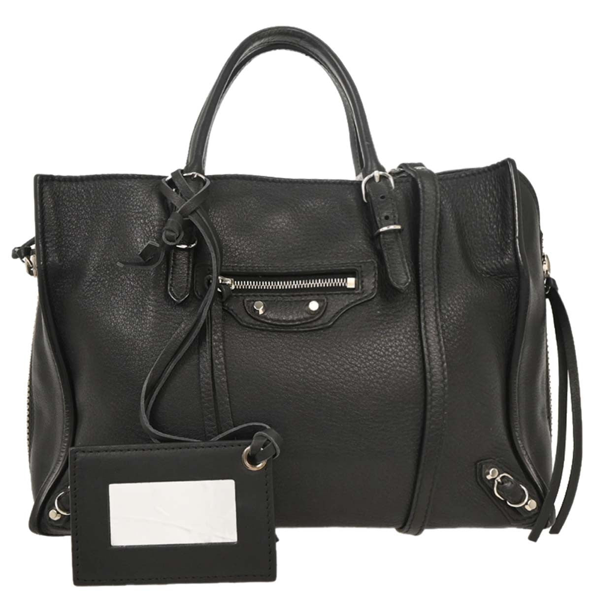 Balenciaga Papier A6 Classic Studs Bag Leather, BLACK, LEATHER, Tote bag