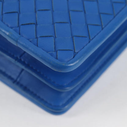 Bottega Veneta Vintage Double Compartment Flap Bag Intrecciato Nappa, BLUE, LEATHER, Shoulder bag