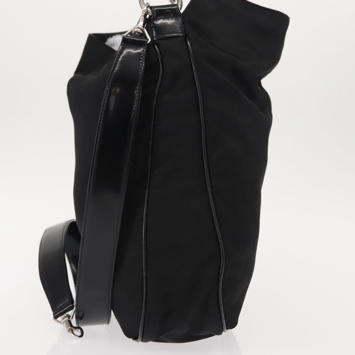 Gucci Vintage Bamboo Handle Bag Nylon, Black, Nylon, Handbag