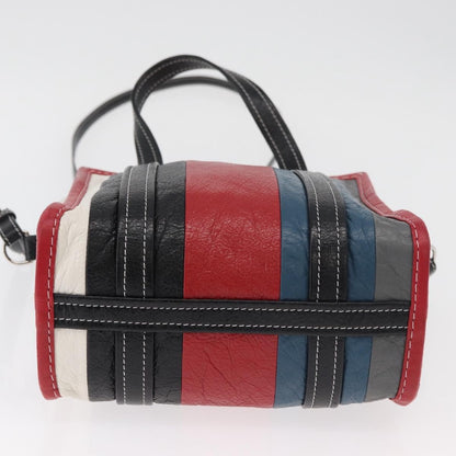 Balenciaga Bazar Convertible Tote Striped Leather, Multicolour, Leather, Handbag