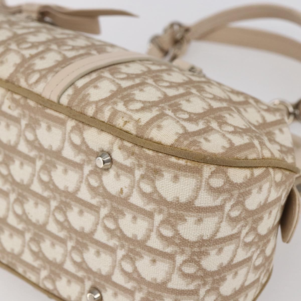Christian Dior Vintage Trotter Romantique Zip Satchel Diorissimo Coated Canvas, BEIGE, CANVAS, Tote bag