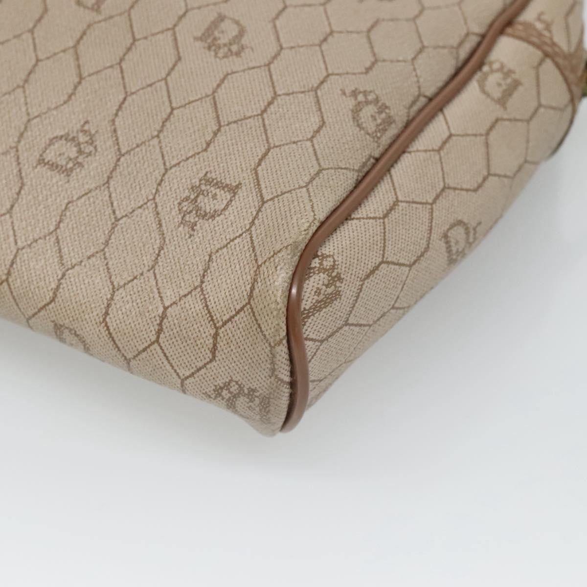 Christian Dior Vintage Honeycomb Zip Pouch Coated Canvas, BEIGE, CANVAS, Clutche & pouche