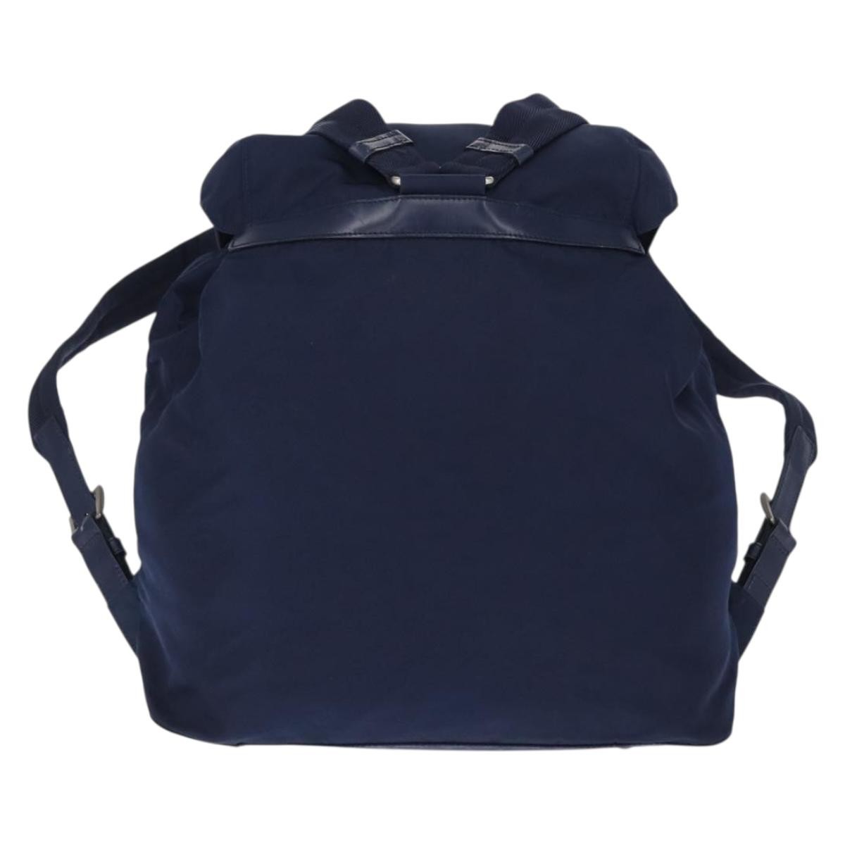 Prada Vela Double Front Pocket Backpack Tessuto with Saffiano Leather, BLUE, NYLON, Backpack