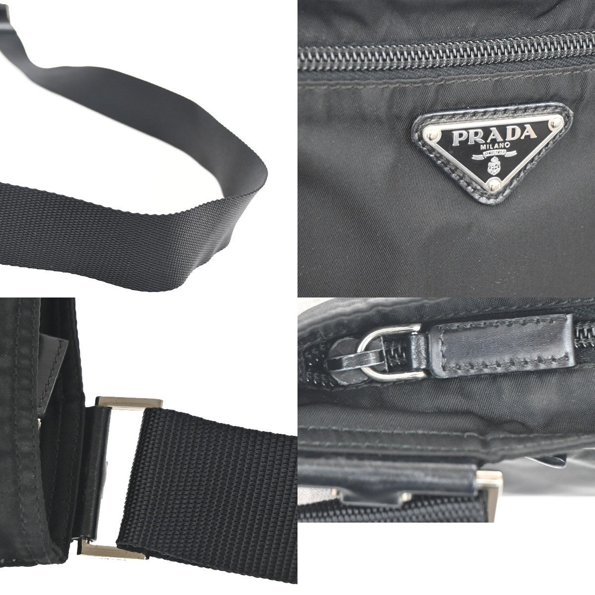 Prada Front Pocket Messenger Bag Tessuto, BLACK, NYLON, Shoulder bag