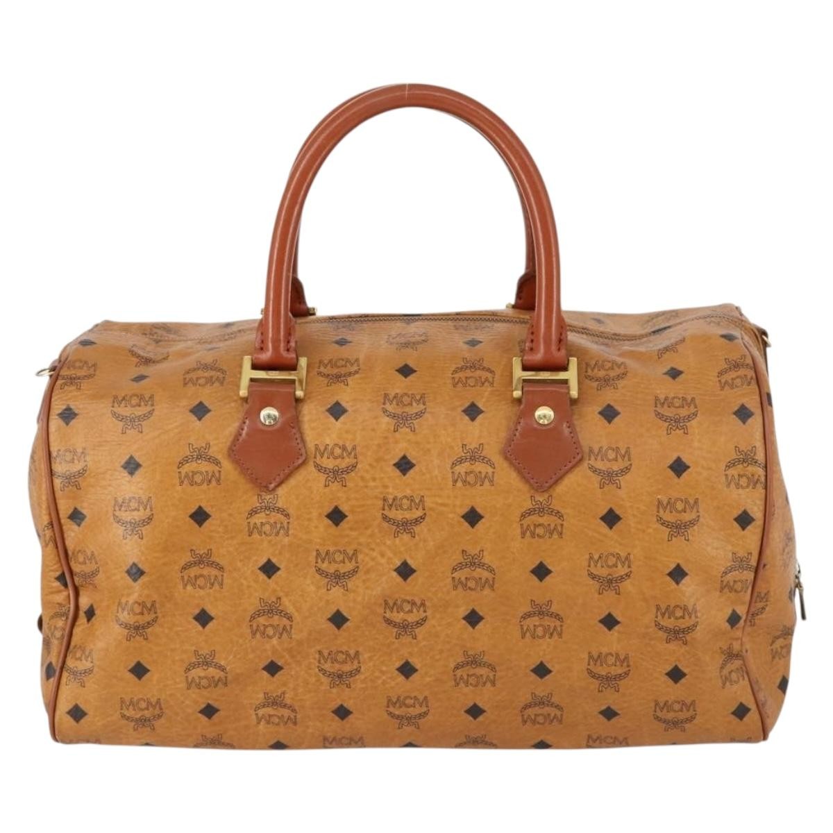 MCM Vicetos travel bag logogram boston, BROWN, CANVAS, Travel bag
