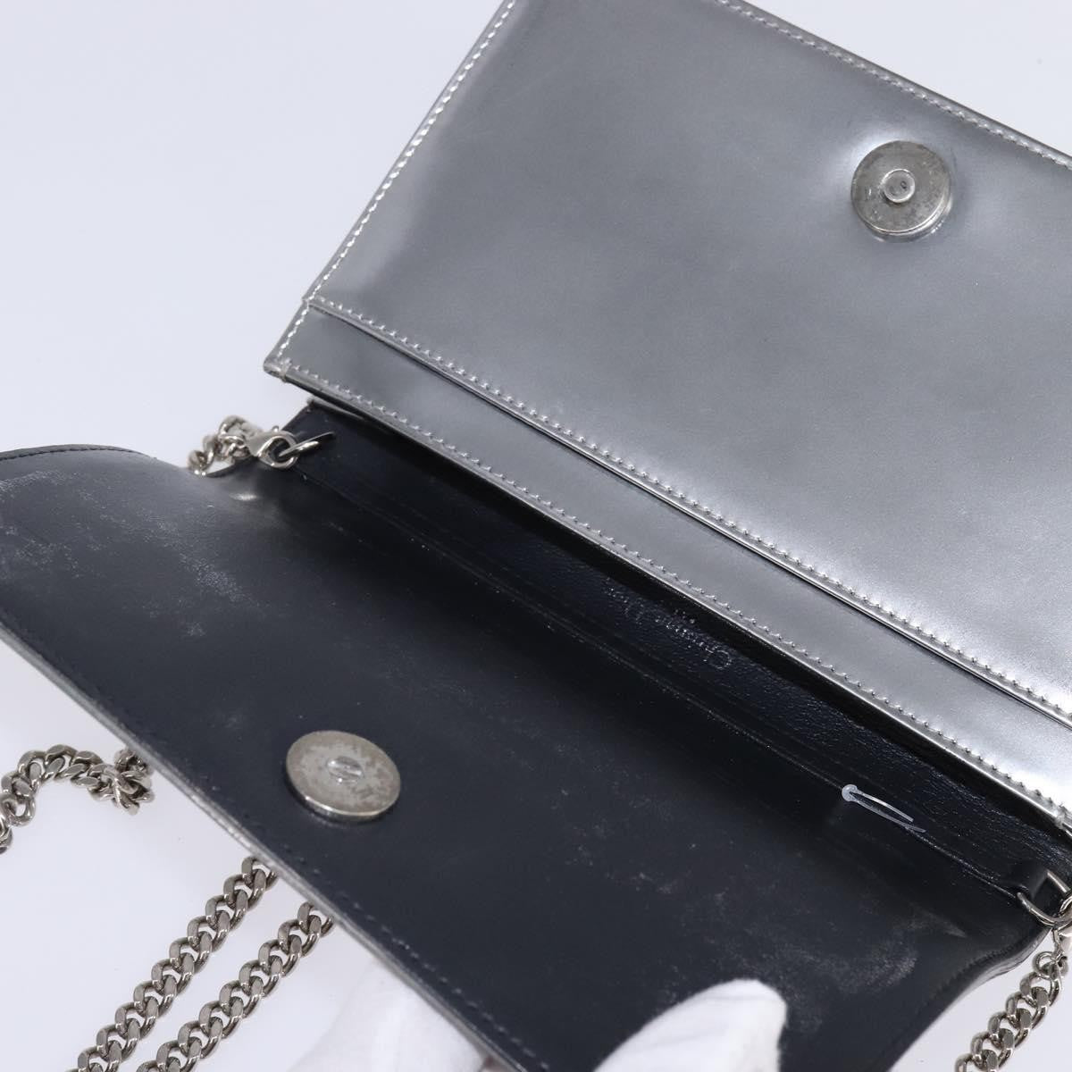 Christian Dior Diorama Wallet on Chain Metallic Distressed Calfskin, SILVER, LEATHER, Wallets