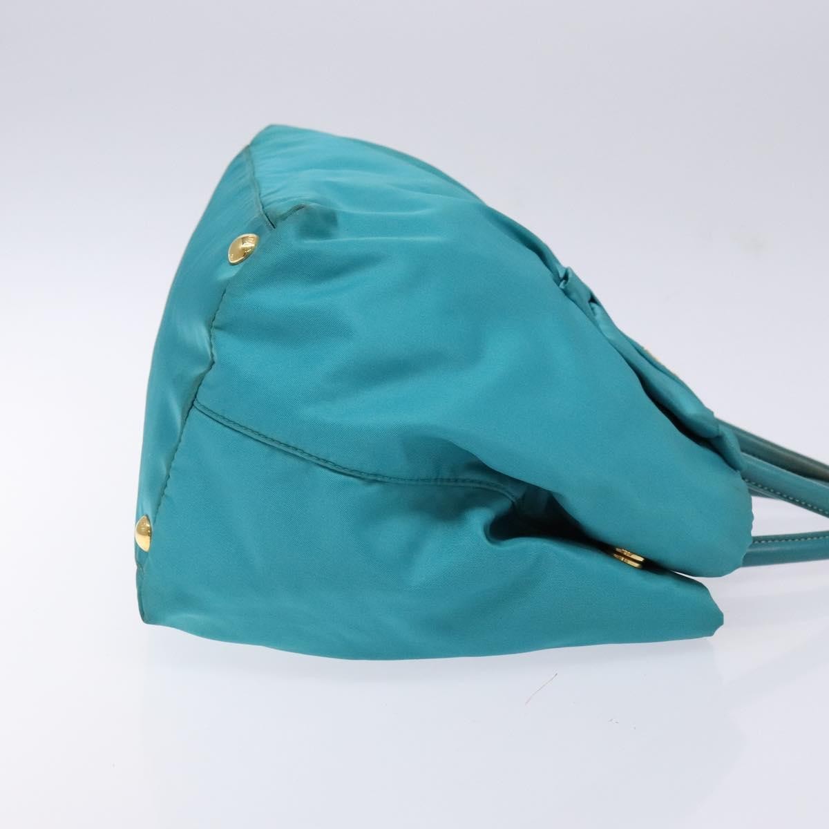 Prada Logo Bow Tote Tessuto with Leather, TURQUOISE, NYLON, Tote bag