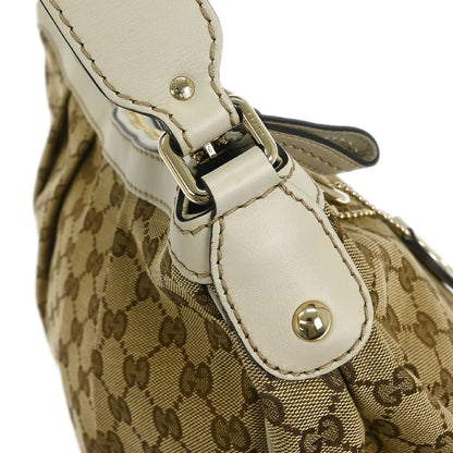 Gucci Sukey Hobo GG Canvas with Leather, BEIGE, CANVAS, Handbag