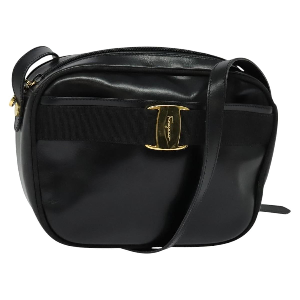 Salvatore Ferragamo Vara Bow camera Shoulder Bag Leather, Black, Leather, Shoulder Bag