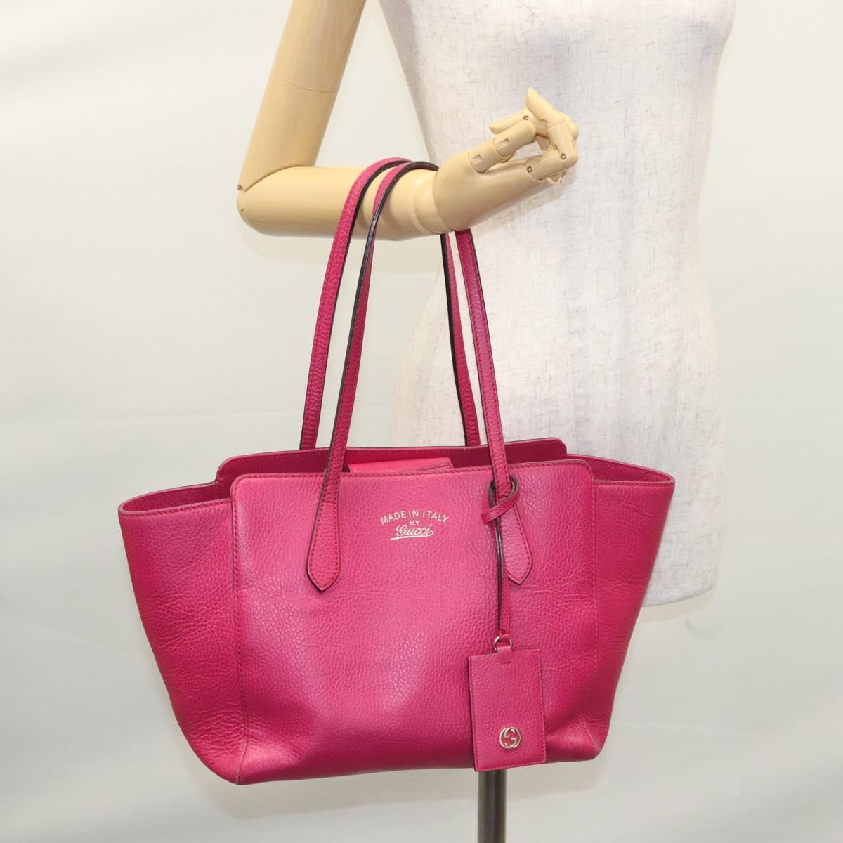 Gucci Swing Tote Leather, PINK, LEATHER, Tote bag
