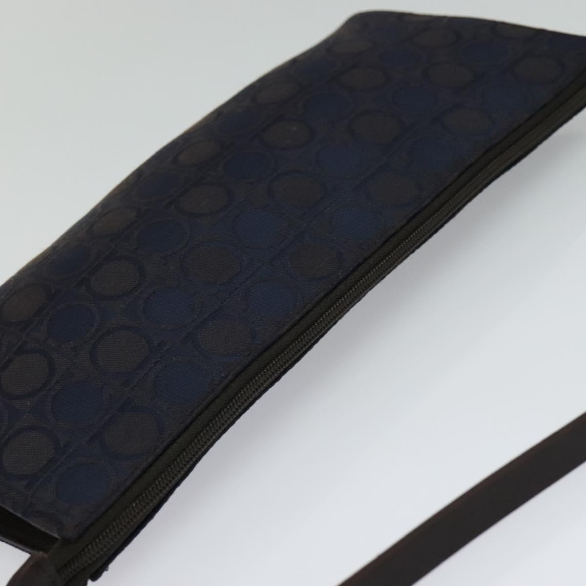 Salvatore Ferragamo Gancini handbag Canvas, NAVY, CANVAS, Handbag