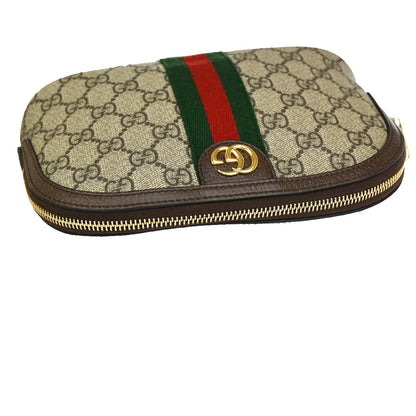 Gucci Ophidia Cosmetic Pouch GG Coated Canvas, BROWN, CANVAS, Toiletry Case