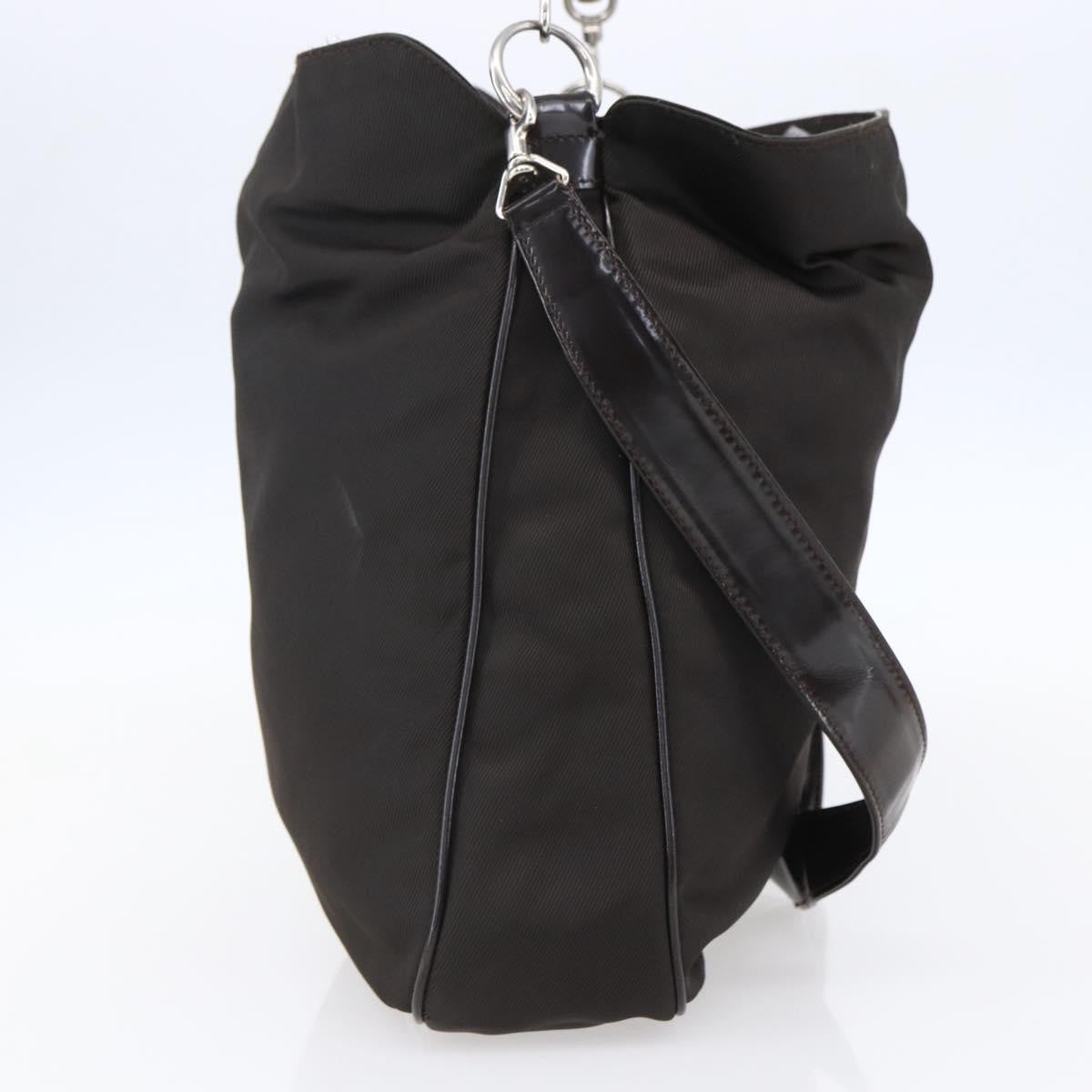 Gucci Vintage Bamboo Handle Bag Nylon, BROWN, NYLON, Handbag