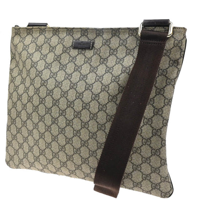 Gucci Zip Top Messenger Bag GG Coated Canvas, BROWN, CANVAS, Shoulder bag