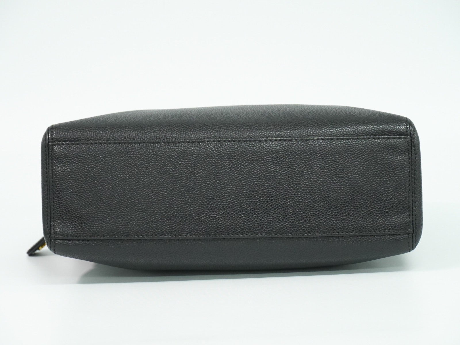 Chanel Vintage Logo Chain Tote Caviar, BLACK, LEATHER, Tote bag