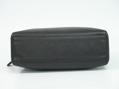 Chanel Vintage Logo Chain Tote Caviar, BLACK, LEATHER, Tote bag