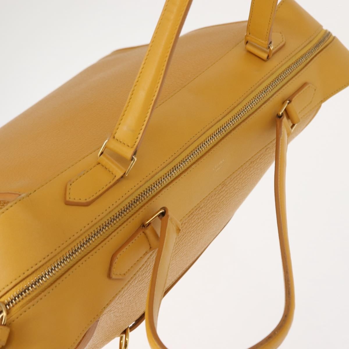Celine Ring Bag Leather, YELLOW, LEATHER, Tote bag