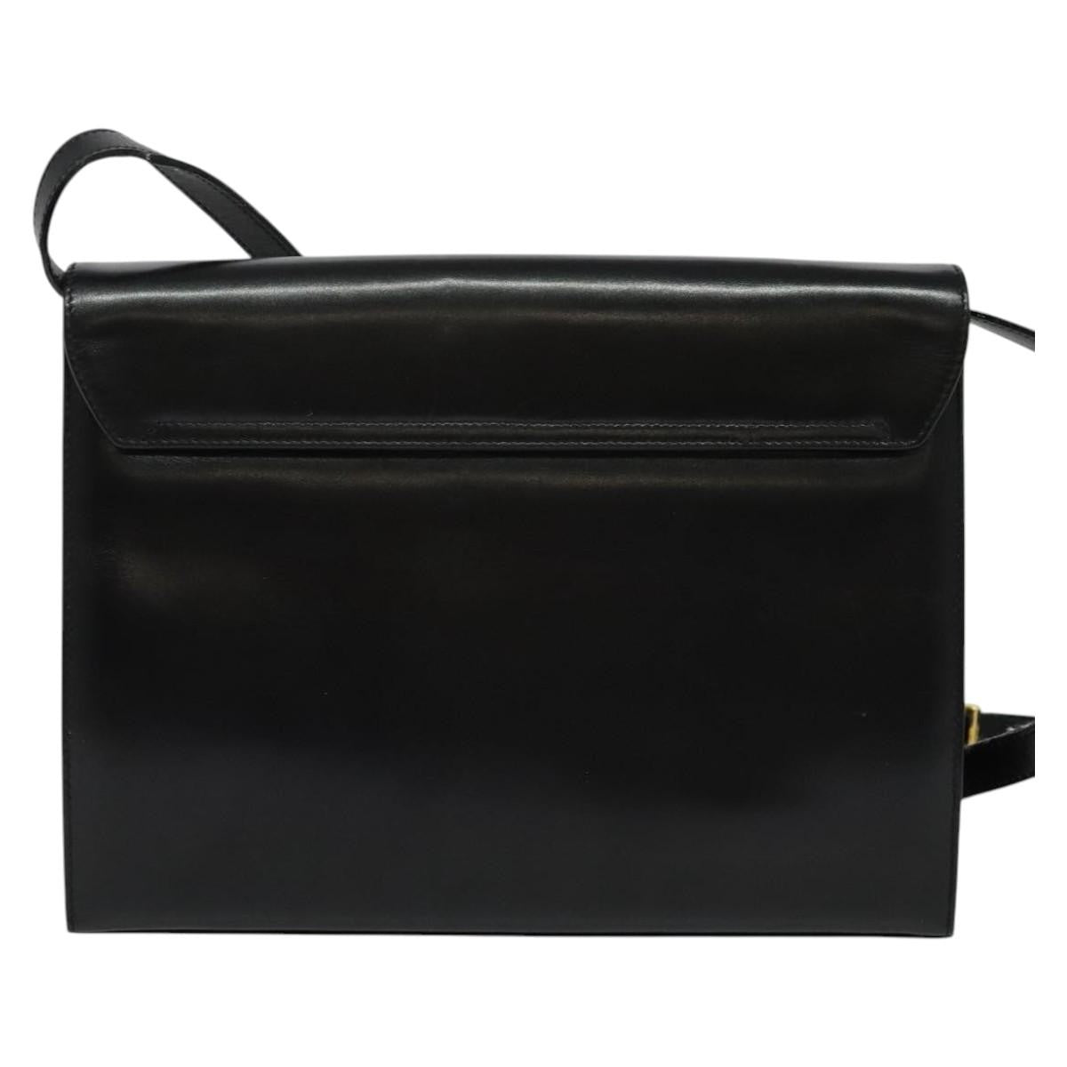 Salvatore Ferragamo Gancini Shoulder Bag Leather, BLACK, LEATHER, Shoulder bag
