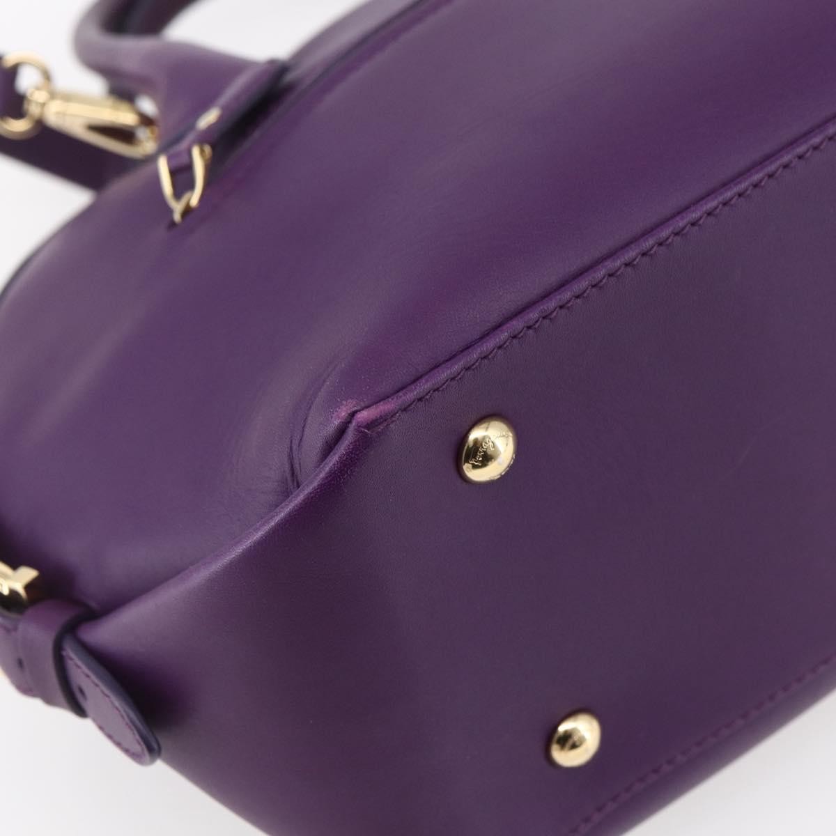 Salvatore Ferragamo Vintage Fiamma Satchel Leather, PURPLE, LEATHER, Handbag