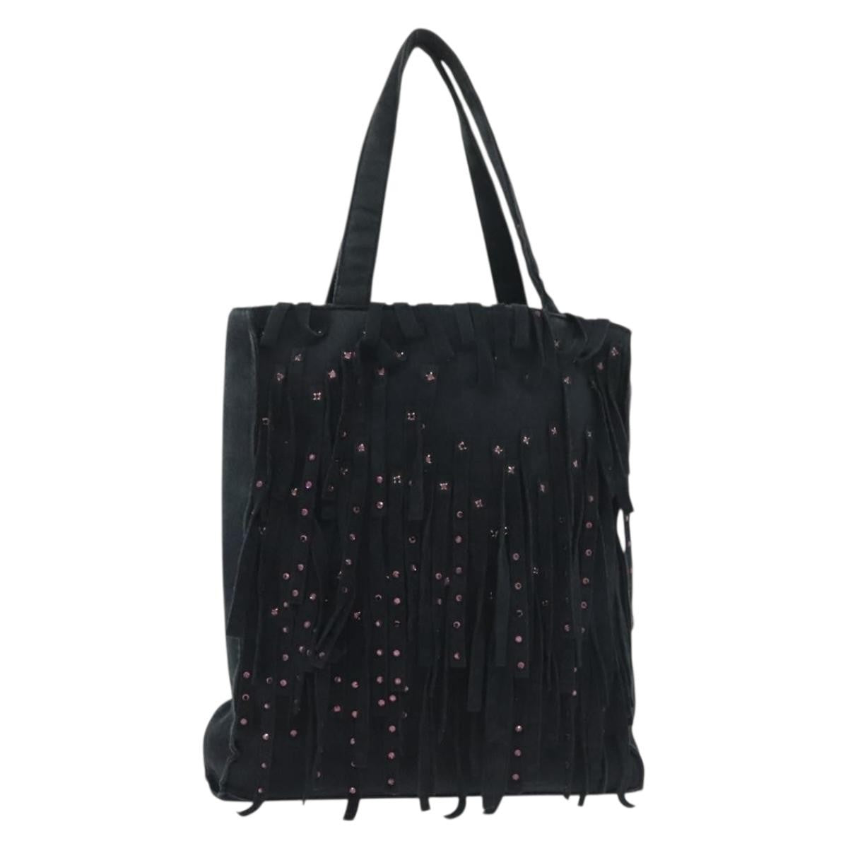 Chanel Vintage Fringe Tote Suede, NAVY, SUEDE, Tote bag