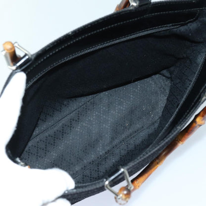 Gucci Vintage Bamboo Handle Tote Canvas, BLACK, CANVAS, Tote bag