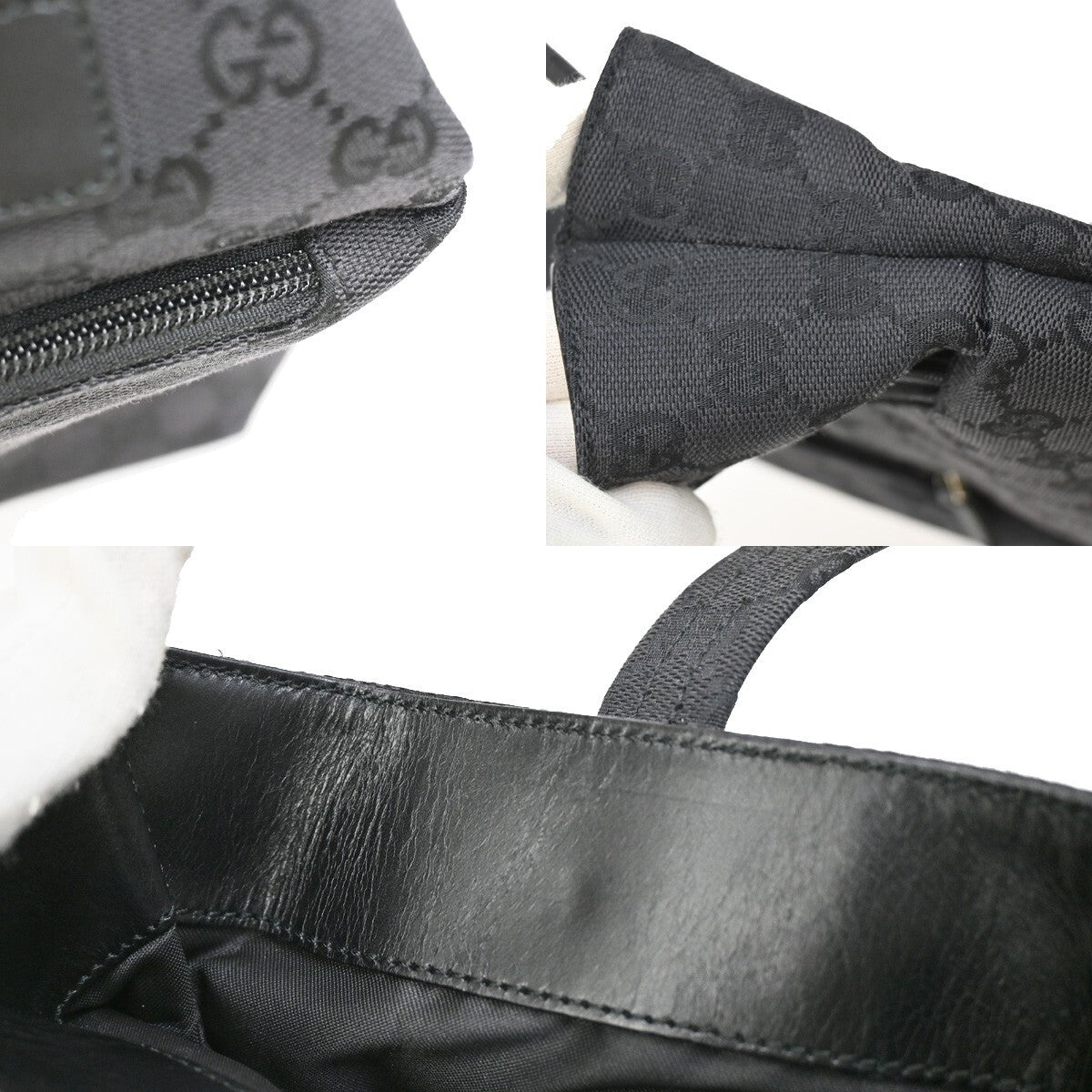 Gucci Double Pocket Tote GG Canvas, BLACK, CANVAS, Shoulder bag