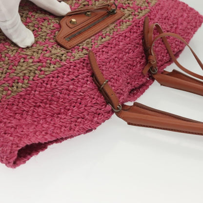 Balenciaga Panier Basket Tote Woven Raffia, PINK, WOOD, Tote bag