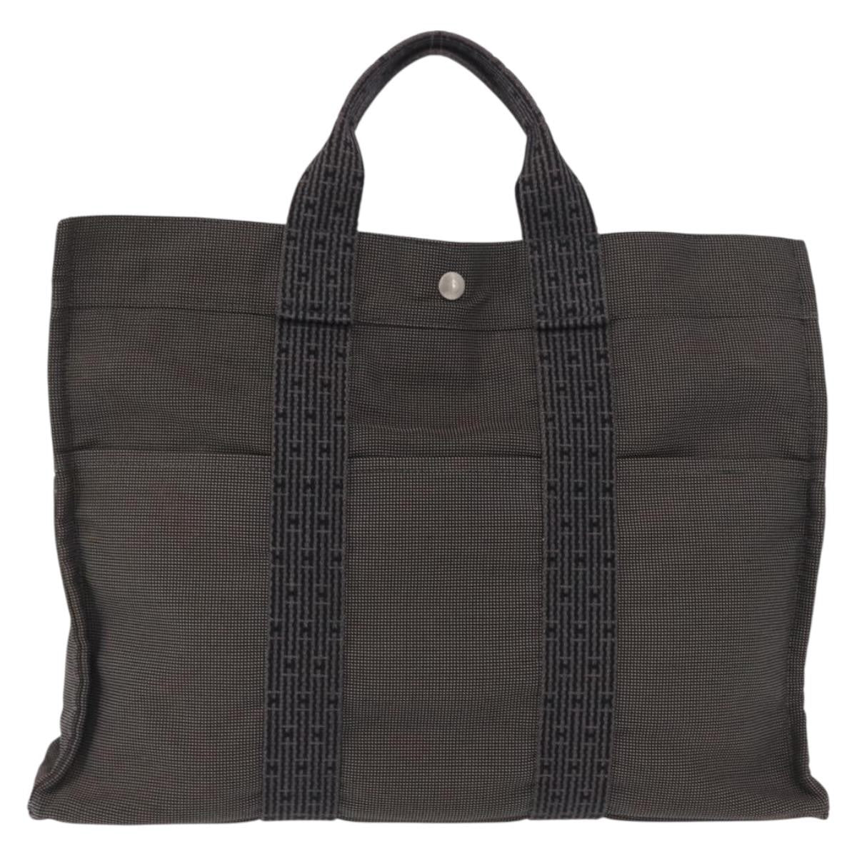 Hermes Fourre-tout Herline Canvas, GRAY, CANVAS, Tote bag